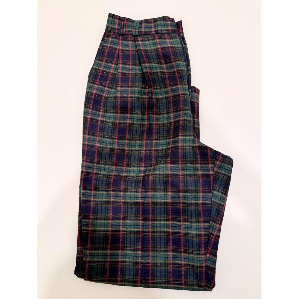 Plaid High Waisted Worthington Pants, Pleated Tapered Leg Vintage Apparel - Picture 8 of 8